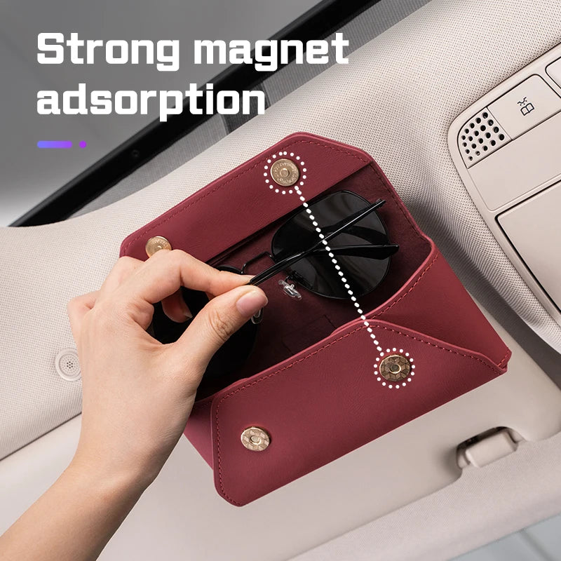 For Chery Jaecoo J7 J8 2025 Car Glasses Case Portable Leather Car Sunshade Sunglasses Holder Eyeglasses Storage Box Accessories