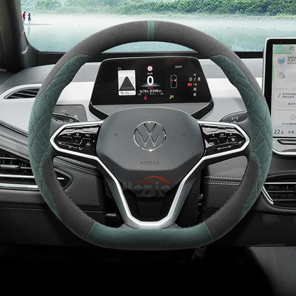 Suede Car Steering Wheel Cover for Volkswagen ID.7 Pro GTX ID.BUZZ