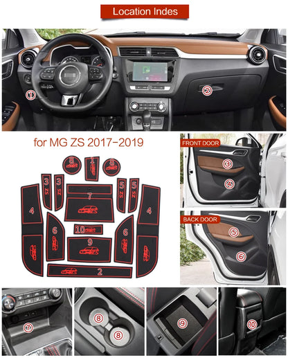 Anti-Slip Car Gate Slot Cup Mat for MG ZS 2017 - 2021 Door Groove Pad Cup Holder Interior Accessories Rubber