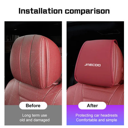 2025 For Chery Jaecoo J7 J8 2024 2023 Microfiber Leather Car Seat Headrest Protective Cover with Storage Bag Decor Accessories