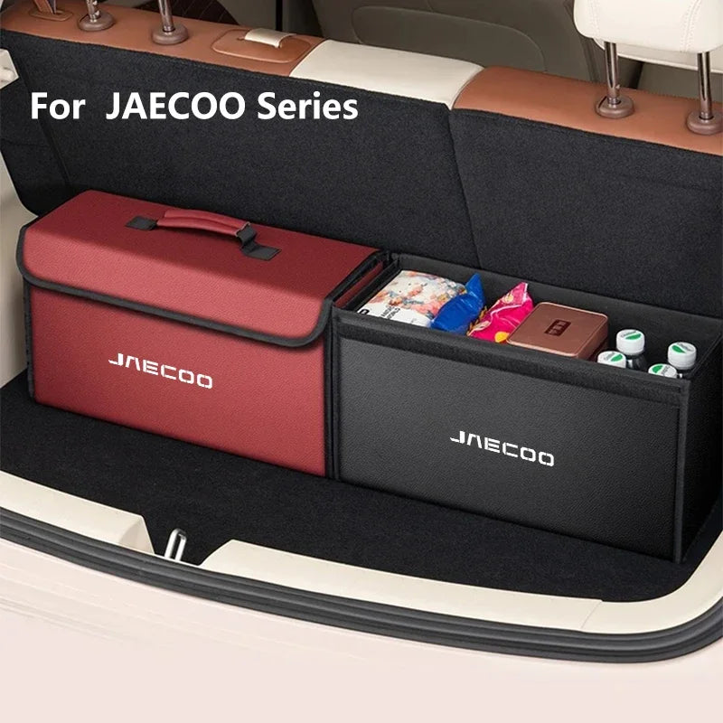 NEW Car Leather Trunk Storage Box Foldable Carbon Fiber For JAECOO OMODA J7 J8 JAECOO J5 J9 Organizer Bag Interior Accessories