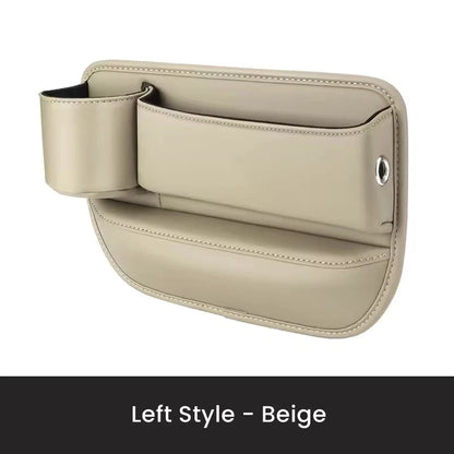 Car Seat Gap Filler Automotive Seat Leather Storage Box with Cup Holder Universal Seat Gap Organizer Adjustable Seat Storage Box