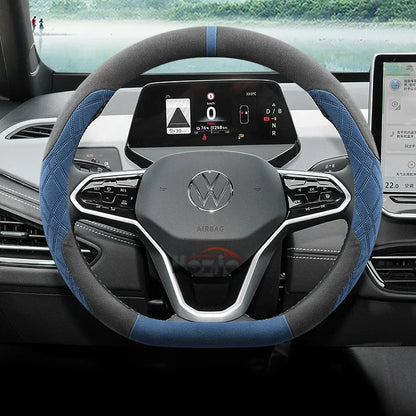 Suede Car Steering Wheel Cover for Volkswagen ID.7 Pro GTX ID.BUZZ