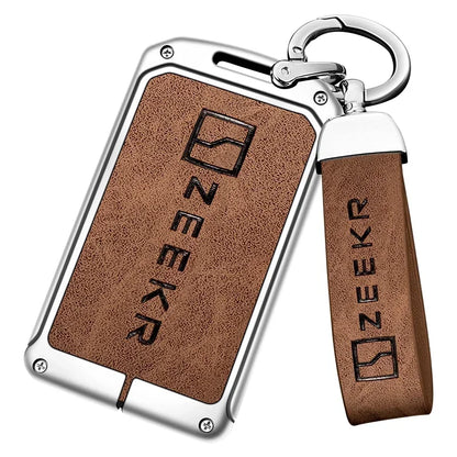 Zinc Alloy+Leather TPU Car Smart  Card Slice Remote Key Bag For ZEEKR 001 009