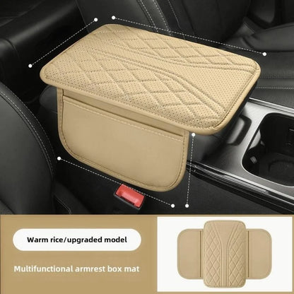 1 piece of PU leather car armrest box pad with side storage bag, fashionable armrest box pad for interior accessories