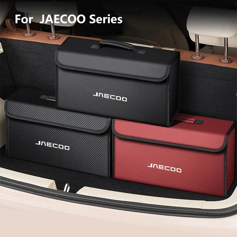 NEW Car Leather Trunk Storage Box Foldable Carbon Fiber For JAECOO OMODA J7 J8 JAECOO J5 J9 Organizer Bag Interior Accessories