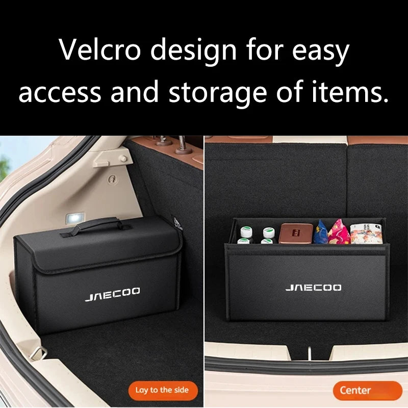 NEW Car Leather Trunk Storage Box Foldable Carbon Fiber For JAECOO OMODA J7 J8 JAECOO J5 J9 Organizer Bag Interior Accessories