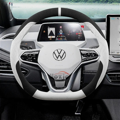 Suede Car Steering Wheel Cover for Volkswagen ID.7 Pro GTX ID.BUZZ