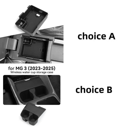 for MG3 MG 3 2023 2024 2025 Car Accessories Armrest Storage Box Center Console Wireless Cup Holder Stowing Tidying Black