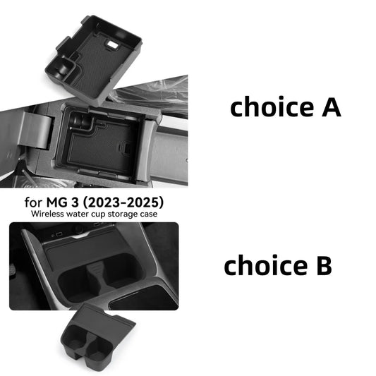 for MG3 MG 3 2023 2024 2025 Car Accessories Armrest Storage Box Center Console Wireless Cup Holder Stowing Tidying Black
