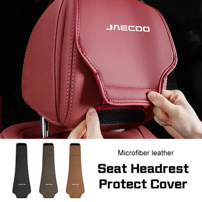 2025 For Chery Jaecoo J7 J8 2024 2023 Microfiber Leather Car Seat Headrest Protective Cover with Storage Bag Decor Accessories
