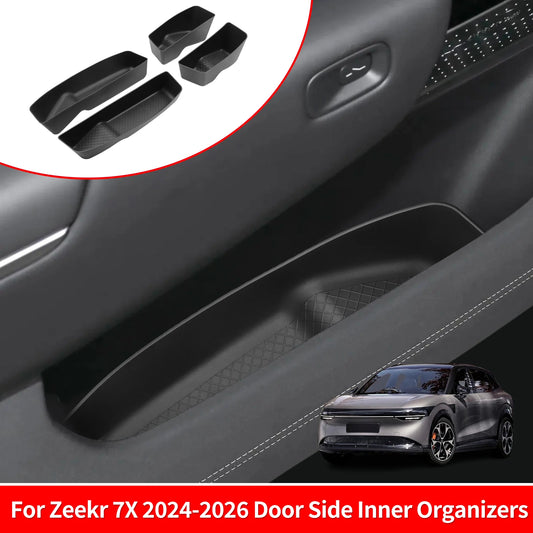 for Zeekr 7X 2024-2026 Door Side Storage Box TPE Front Rear Door Handle Organizer Tidying Car Accessories 4PCS