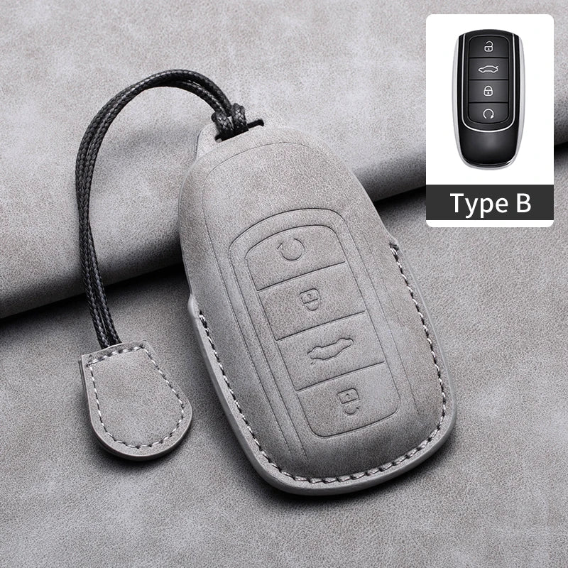 For Chery Jaecoo 7 J7 J8 phev 2025 2024 2023 Leather Car Key Cover Case Shell Protector Bag Keychain Keyring Car Accessories