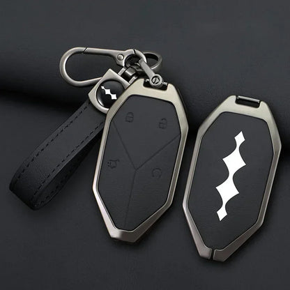 Zinc Alloy Leather Car Key Case Cover Shell Fob For BYD Formula Leopard