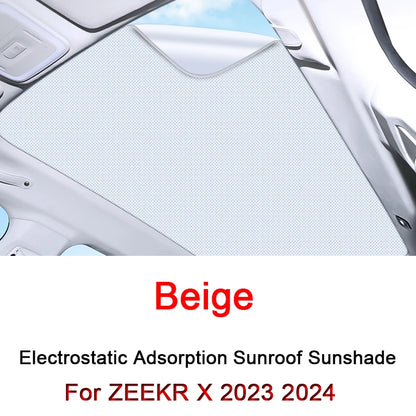 Roof Sunshade For ZEEKR X 2023 2024 Electrostatic Adsorption Sunroof Sunshade Skylight Blind Shading Sticker Auto Accessories.