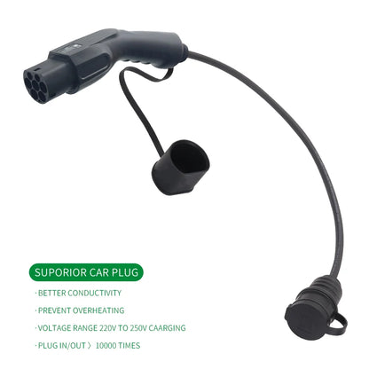 Type2 to Schuko Socket Adapter 16A 3.5kw Mennekes EC62196-2 male plugto EU Socket for Electric Scooters EBikes