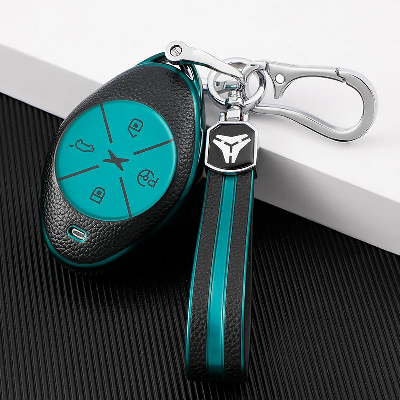 Leather TPU Car Key Fob Case Cover Protector for Xpeng G3  P7
