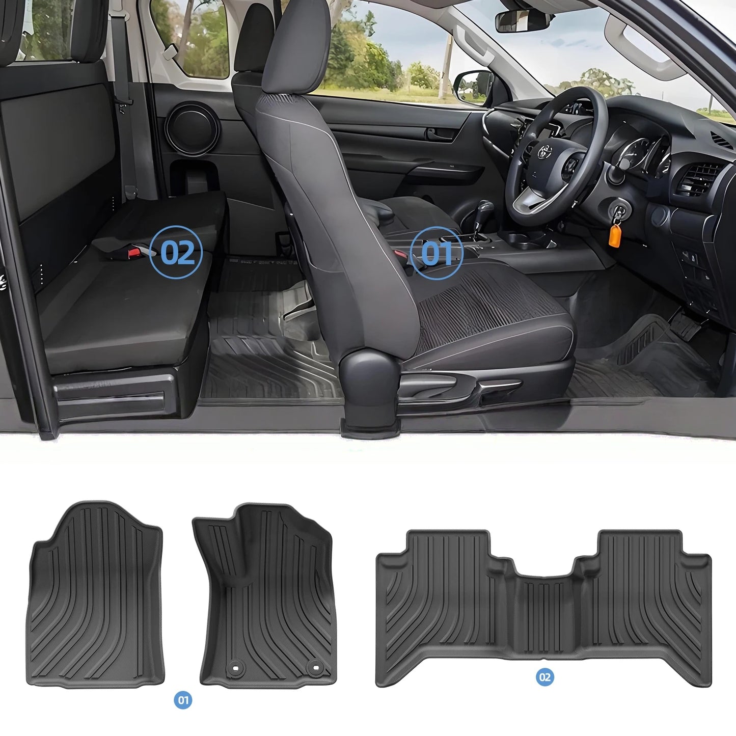 RHD Toyota Hilux revo Fuel 2015 - 2024 TPE 3D Car Floor Mats