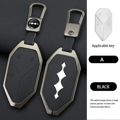 Zinc Alloy Leather Car Key Case Cover Shell Fob For BYD Formula Leopard