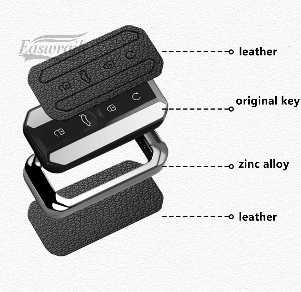 Car Zinc Alloy Leather Key Case Cover Holder For Chery Jaecoo J5 J7