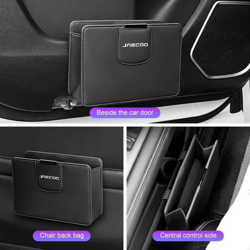 For Chery Jaecoo J7 J8 J5 6 2025 Car Leather Trash Can Auto Door Side Storage Box Seat Back Garbage Bag Organizer Accessories