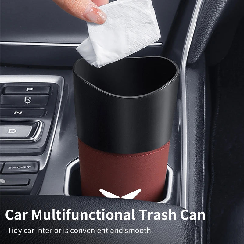 Car Trash Can Mini Leather Wather Cup Sink Organizer For Xpeng P7 G3 G3i G9 P5 X2 N5 F30 H93 Beta 2019 2020 2021 Accessories