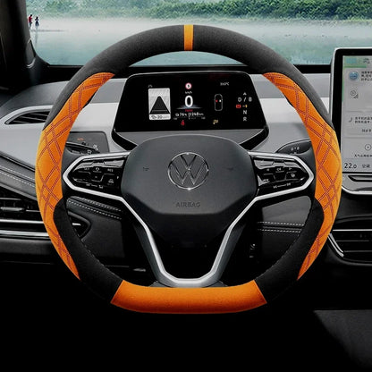 Suede Car Steering Wheel Cover for Volkswagen ID.7 Pro GTX ID.BUZZ