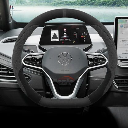 Suede Car Steering Wheel Cover for Volkswagen ID.7 Pro GTX ID.BUZZ