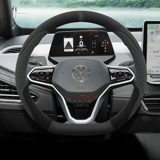 Suede Car Steering Wheel Cover for Volkswagen ID.7 Pro GTX ID.BUZZ