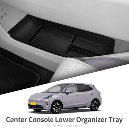 for MG 4 MG4 2025 2026 Center Console Lower Storage Box TPE Car Central Tray Organizer Accessories Stowing Tidying Black