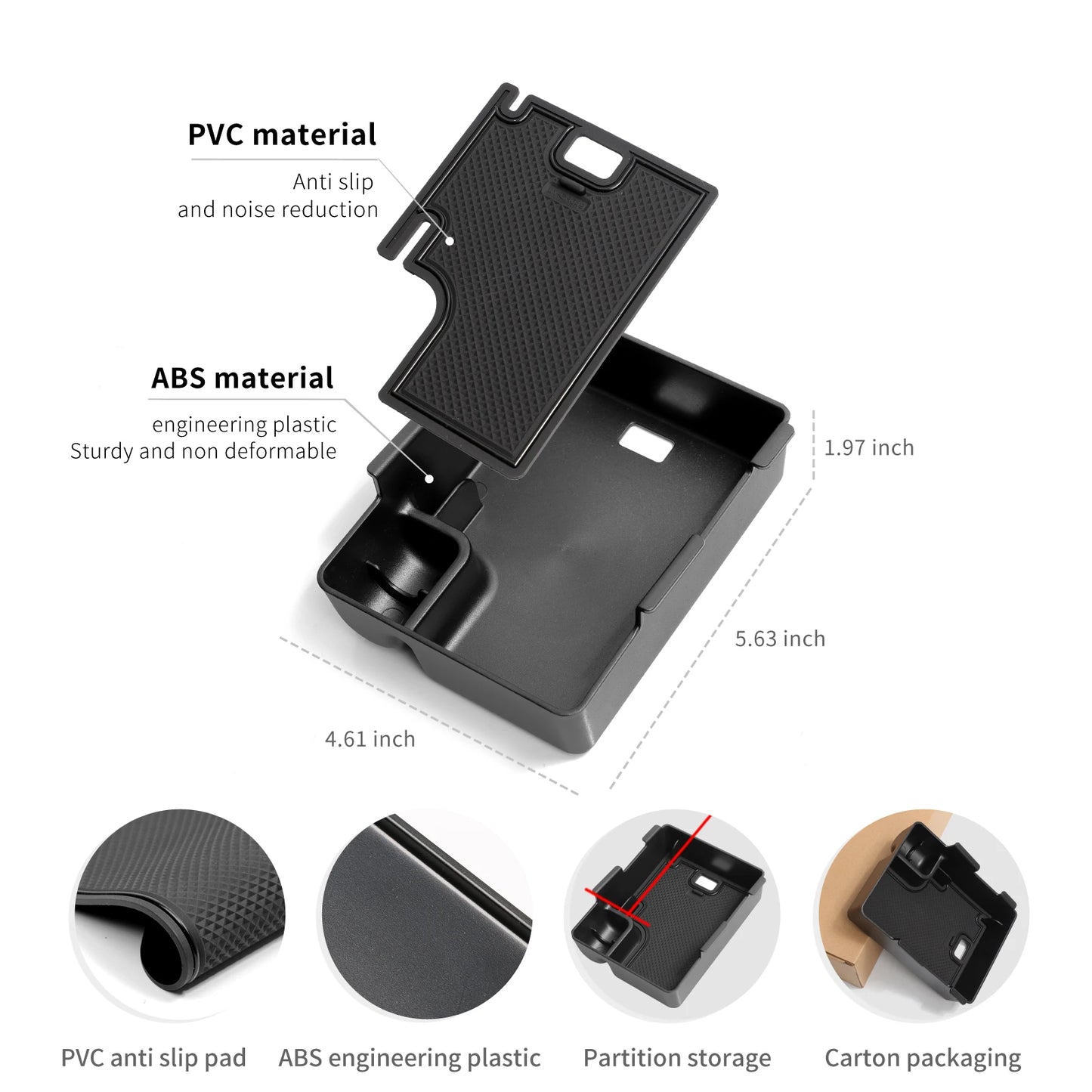 for MG3 MG 3 2023 2024 2025 Car Accessories Armrest Storage Box Center Console Wireless Cup Holder Stowing Tidying Black