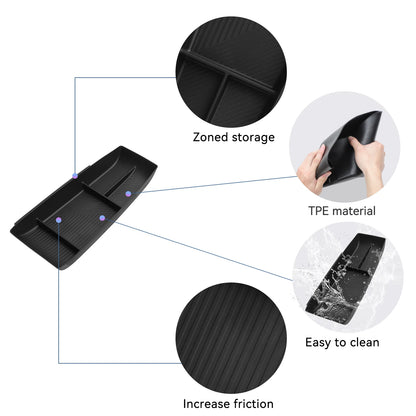 for MG 4 MG4 2025 2026 Center Console Lower Storage Box TPE Car Central Tray Organizer Accessories Stowing Tidying Black