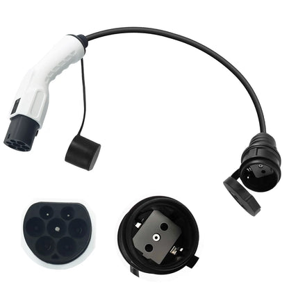 Type2 to Schuko Socket Adapter 16A 3.5kw Mennekes EC62196-2 male plugto EU Socket for Electric Scooters EBikes
