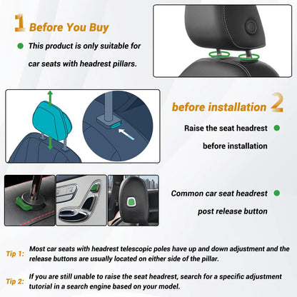 Car Headrest Pillow Thickened Memory Foam Road Pal Headrest