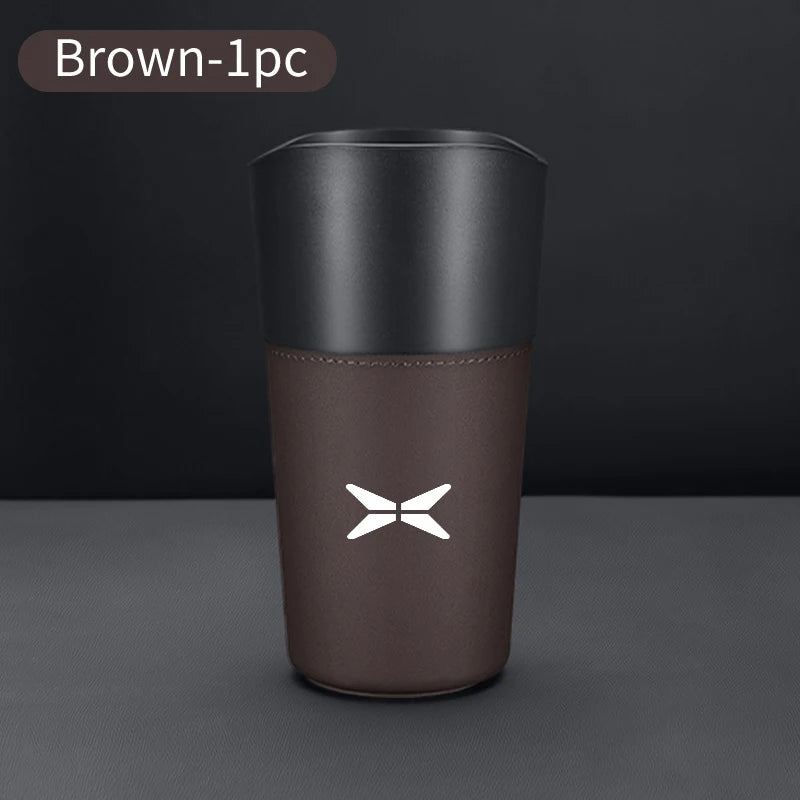 Car Trash Can Mini Leather Wather Cup Sink Organizer For Xpeng P7 G3 G3i G9 P5 X2 N5 F30 H93 Beta 2019 2020 2021 Accessories