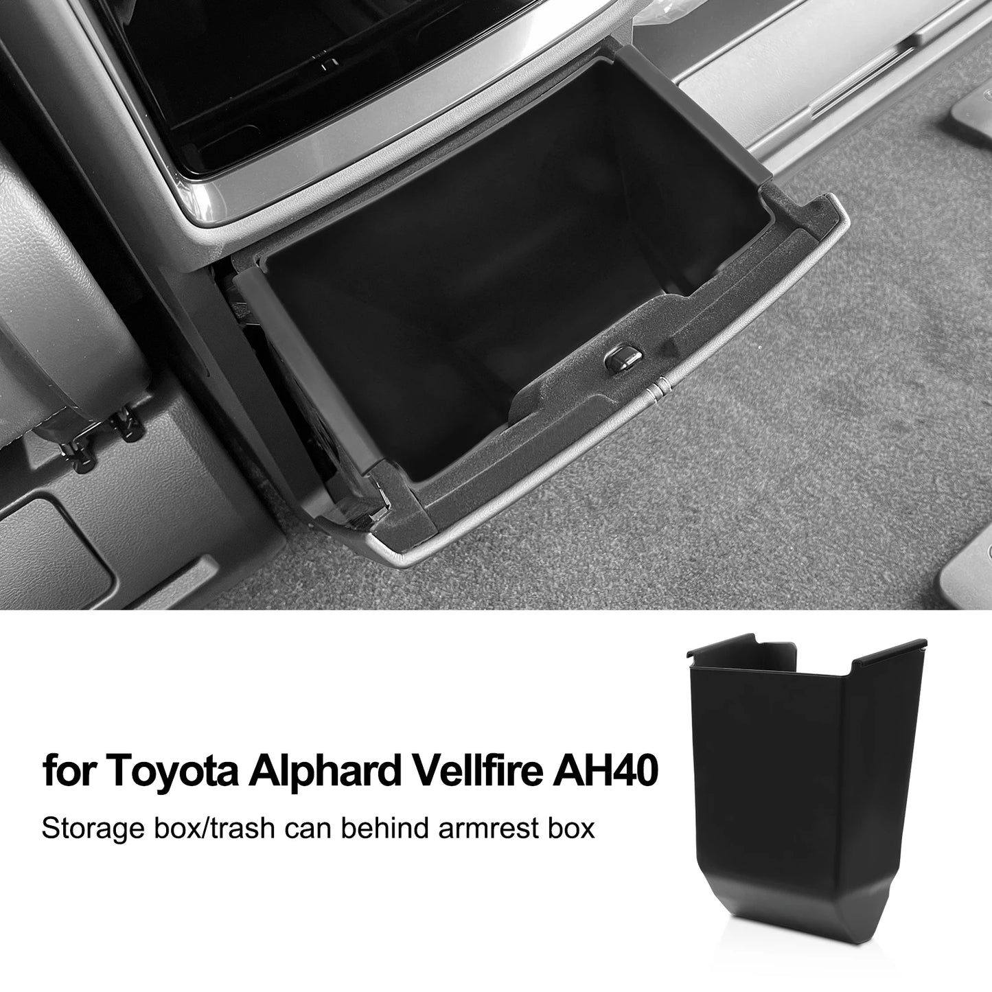 RHD Rear Armrest Storage Box & Trash Bin for Toyota Alphard / Vellfire 40 Series (2024)