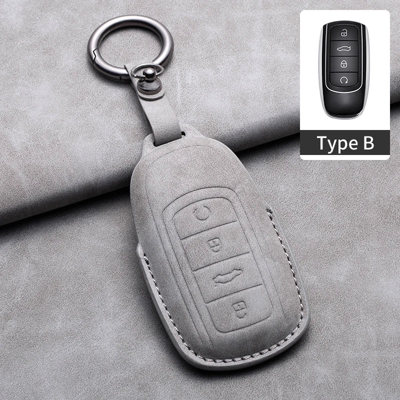 For Chery Jaecoo 7 J7 J8 phev 2025 2024 2023 Leather Car Key Cover Case Shell Protector Bag Keychain Keyring Car Accessories
