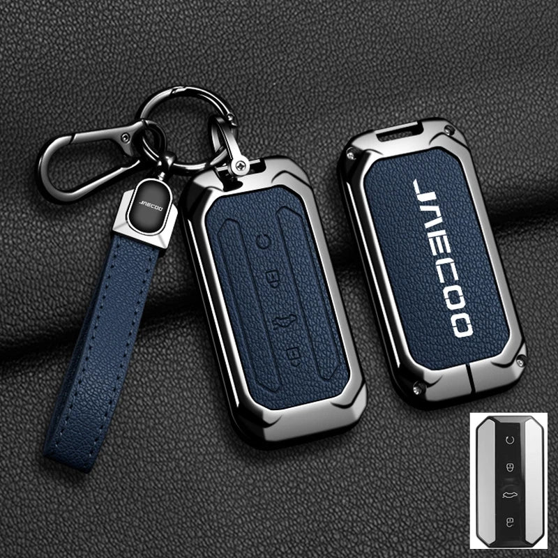 Car Zinc Alloy Leather Key Case Cover Holder For Chery Jaecoo J5 J7