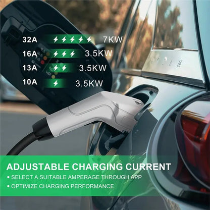 A99E-Type 2 EV 7KW 32A 1Phase EV Electric Car EVSE Portable Fast Charging Cable Wifi APP Bluetooth Control