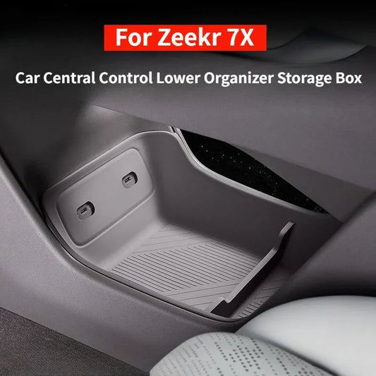 For Zeekr 7X 2026 Car Central Control Lower Level Organizer Storage Box Armrest Box Below Silicone Tray Car Interior Accessories