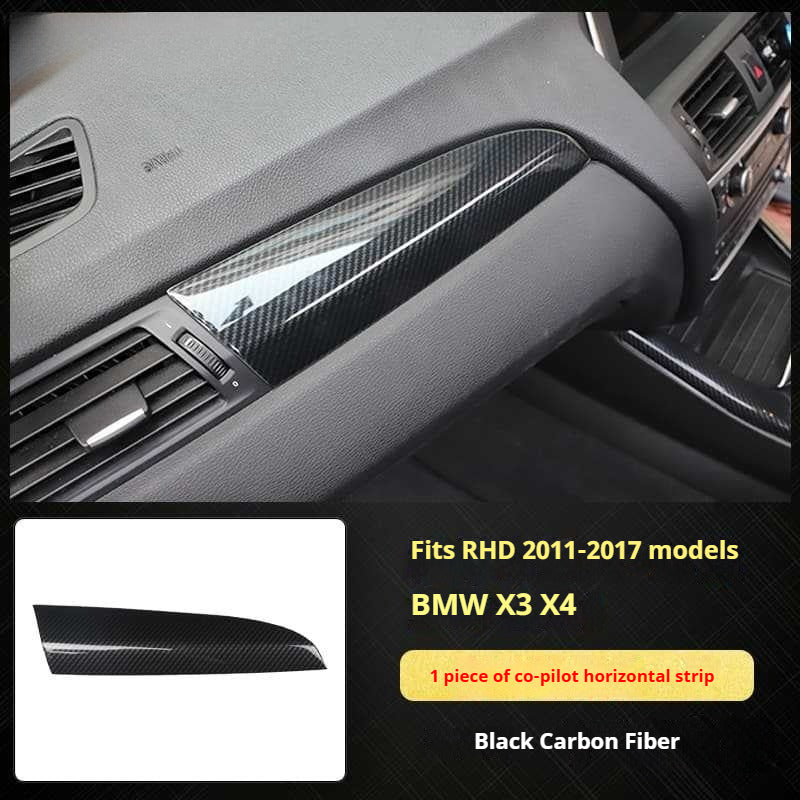 RHD 11-16 BMW X3 F25/X4 F26 Interior Modification Carbon Fiber Pattern Gear Shift Knob Frame Door Panel Trim