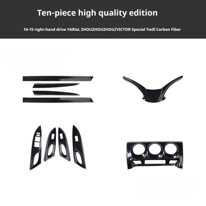 RHD 2014-2015 Toyota Vios Carbon Fiber Steering Wheel Interior Trim Cover