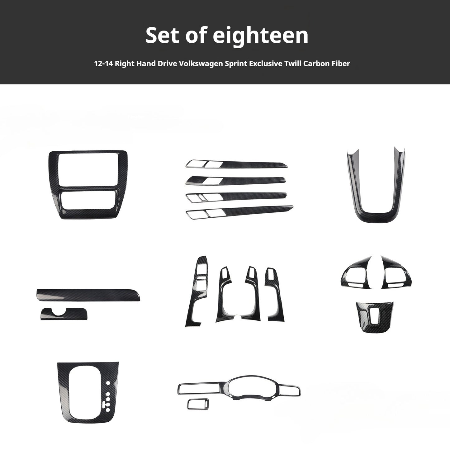 RHD 12-14 Right-Hand Drive Jetta Interior Modification Carbon Fiber Pattern Power Window Handles with Rosewood Trim