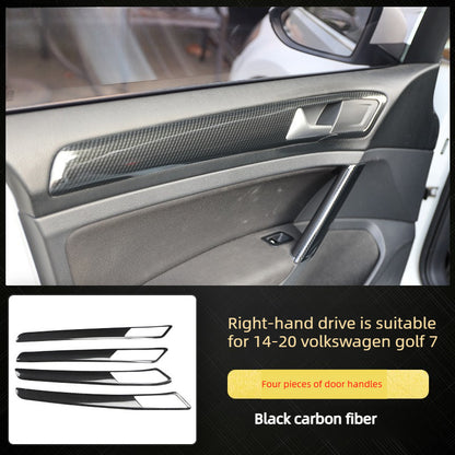 RHD 14-20 Golf 7 Carbon Fiber Trim Kit: Center Console, Gear Shift, Cup Holder Frame, Headlight Switch, Interior Trim