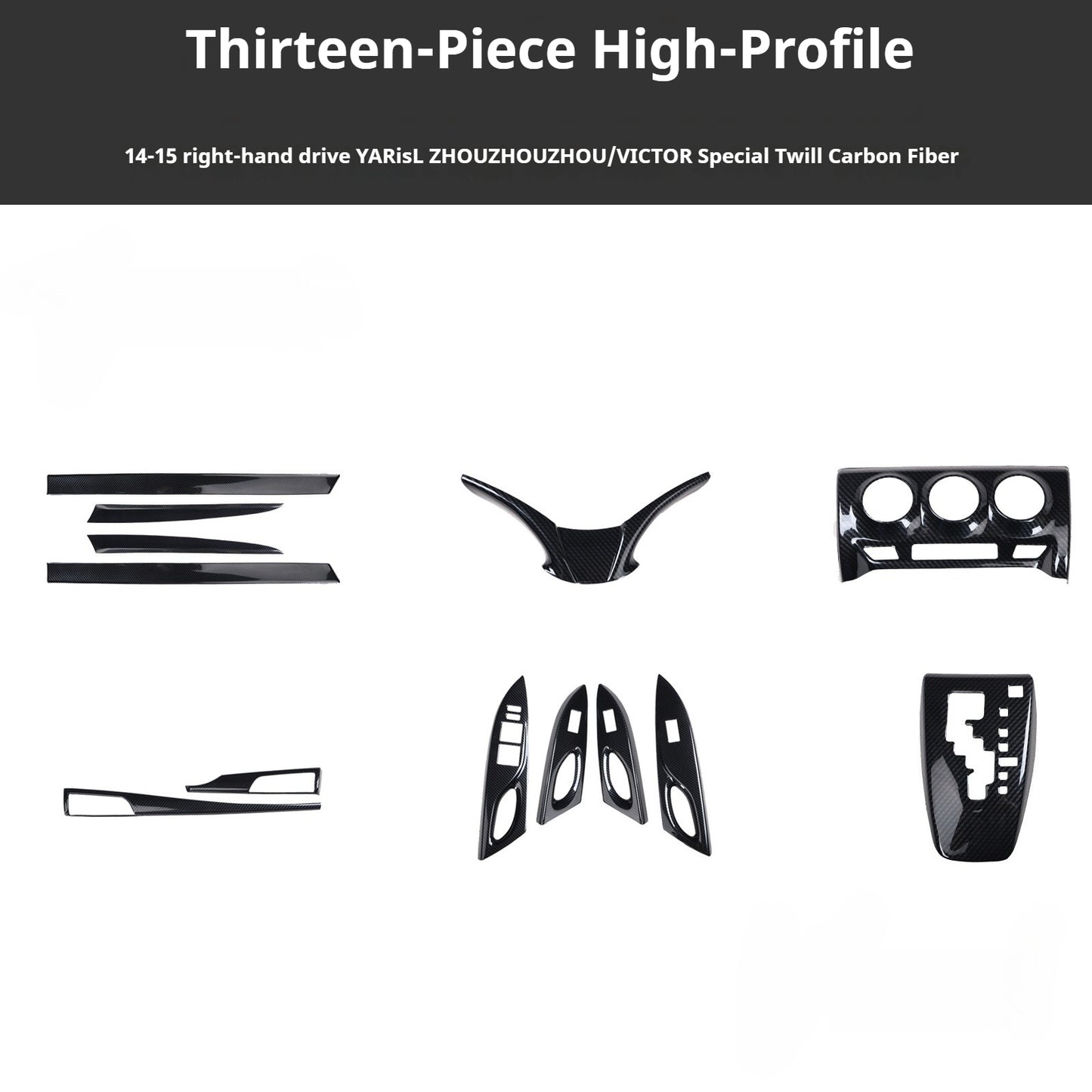 RHD 2014-2015 Toyota Vios Carbon Fiber Steering Wheel Interior Trim Cover