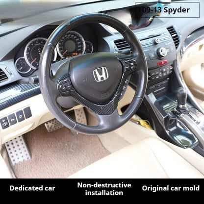 RHD 2009-2013 Older Acura Accord Interior Modification: Walnut Carbon Fiber Armrest and Steering Wheel Cover