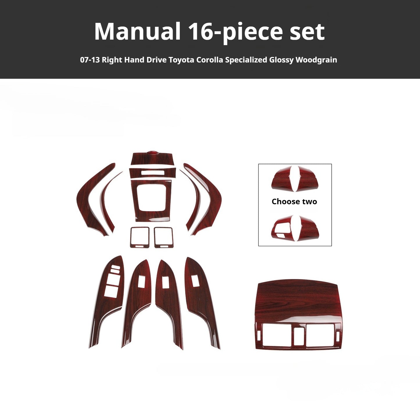 RHD 2007-2013 Toyota Corolla Interior Modification Carbon Fiber Pattern Center Console Air Vent & AC Button Trim