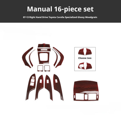 RHD 2007-2013 Toyota Corolla Interior Modification Carbon Fiber Pattern Center Console Air Vent & AC Button Trim
