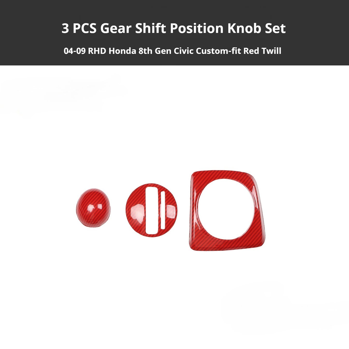 RHD 2004-2011 8th Generation Civic Carbon Fiber and Rosewood Window Lift Panel Interior Trim Decal