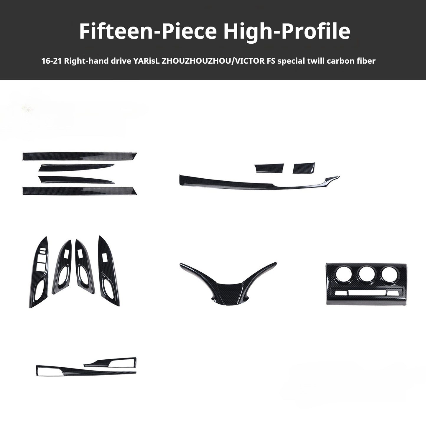 RHD 16-21 Toyota Vitz/Yaris Interior Modification Carbon Fiber Pattern Window Switch Panel Trim